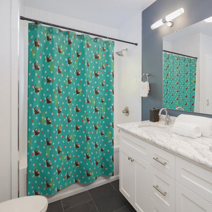Farting Sea Otter (sea green water) Shower Curtain – Cute Underwater Sea Otter Bathroom Decor