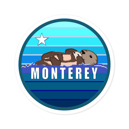 Monterey Sea Otters - Round Sticker, Indoor\Outdoor