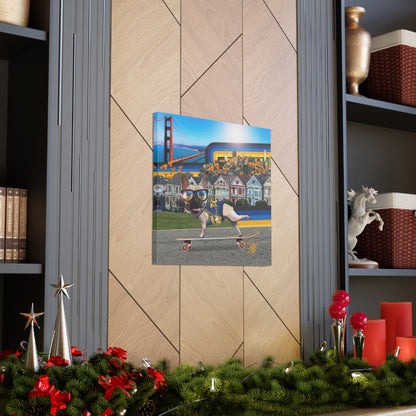 Frenchie Skating San Francisco - Canvas Gallery Wraps