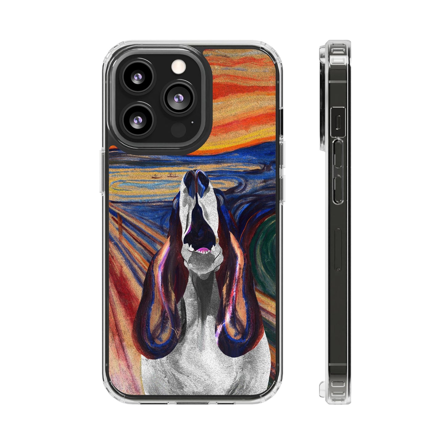 'The Howl' Basset Hound Phone Case - Clear Case featuring Edvard Munch Inspired Design