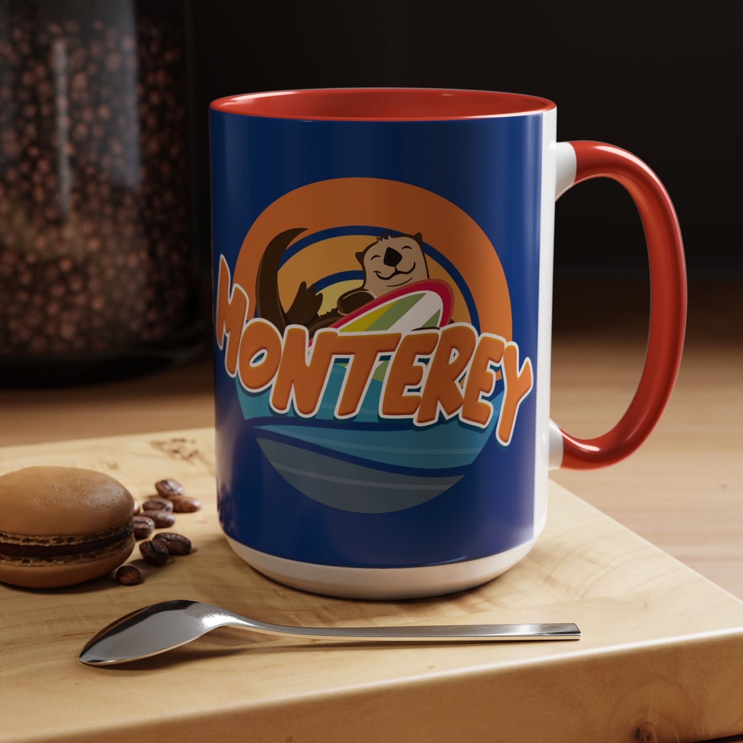 Board Bandit, Monterey, California -  Surfboard Stealing Otter - Accent Coffee Mug – 11/15oz