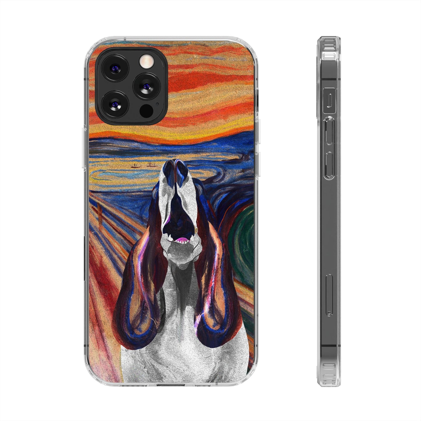 'The Howl' Basset Hound Phone Case - Clear Case featuring Edvard Munch Inspired Design