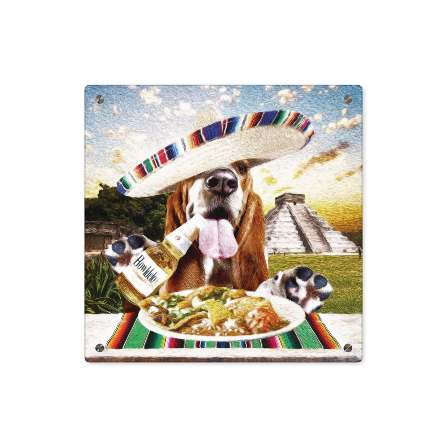 Basset Eating Mexican Food - Acrylic Wall Art Panels