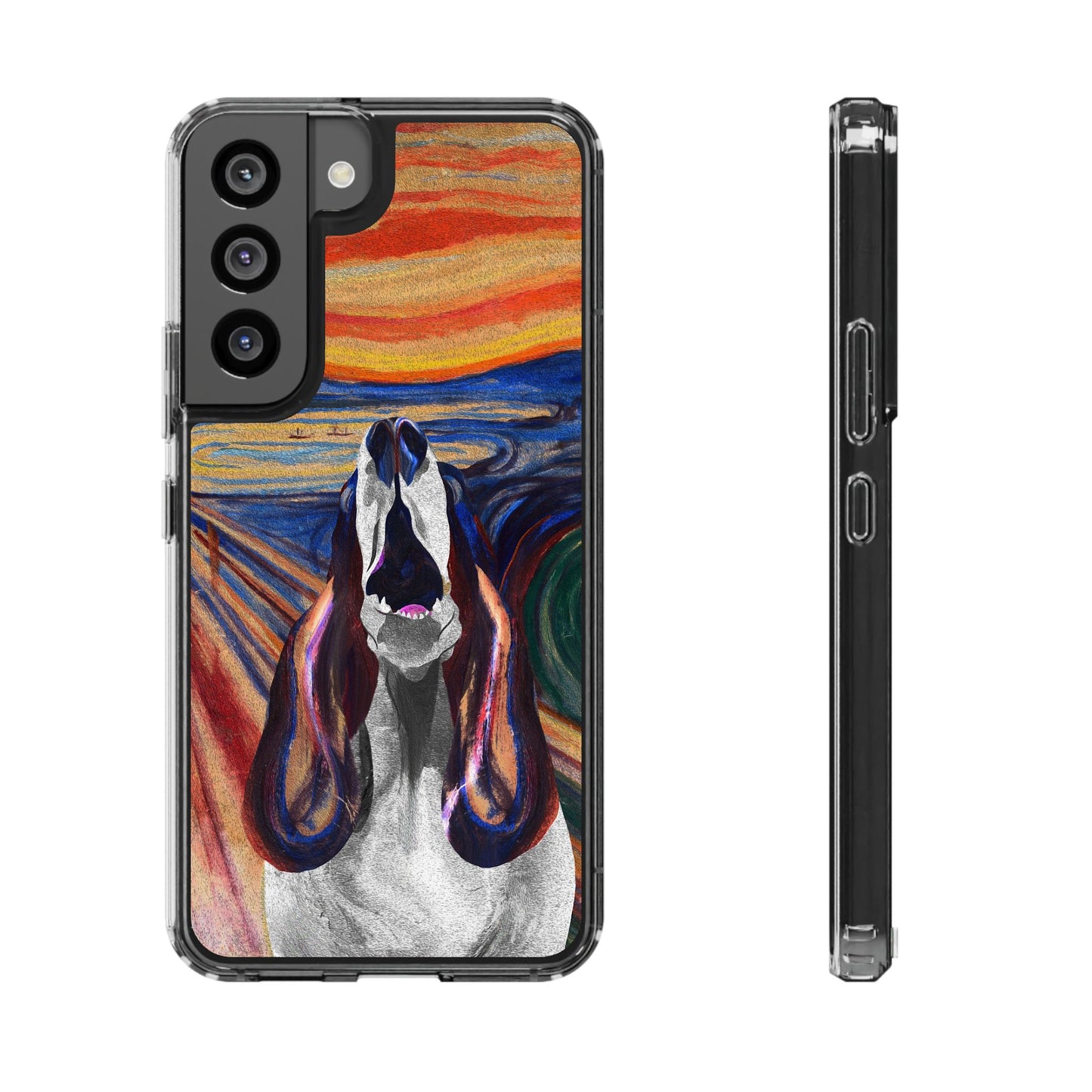 'The Howl' Basset Hound Phone Case - Clear Case featuring Edvard Munch Inspired Design