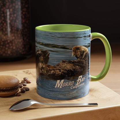 Sea Otter Raft (Morro Bay) Coffee Mug — Cute Sea Otter Accent Ceramic Mug (11/15oz)