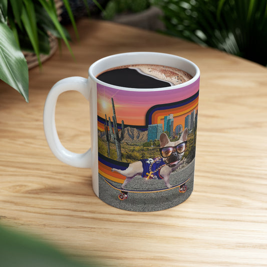 Frenchie Skating Phoenix - Ceramic Mug 11oz