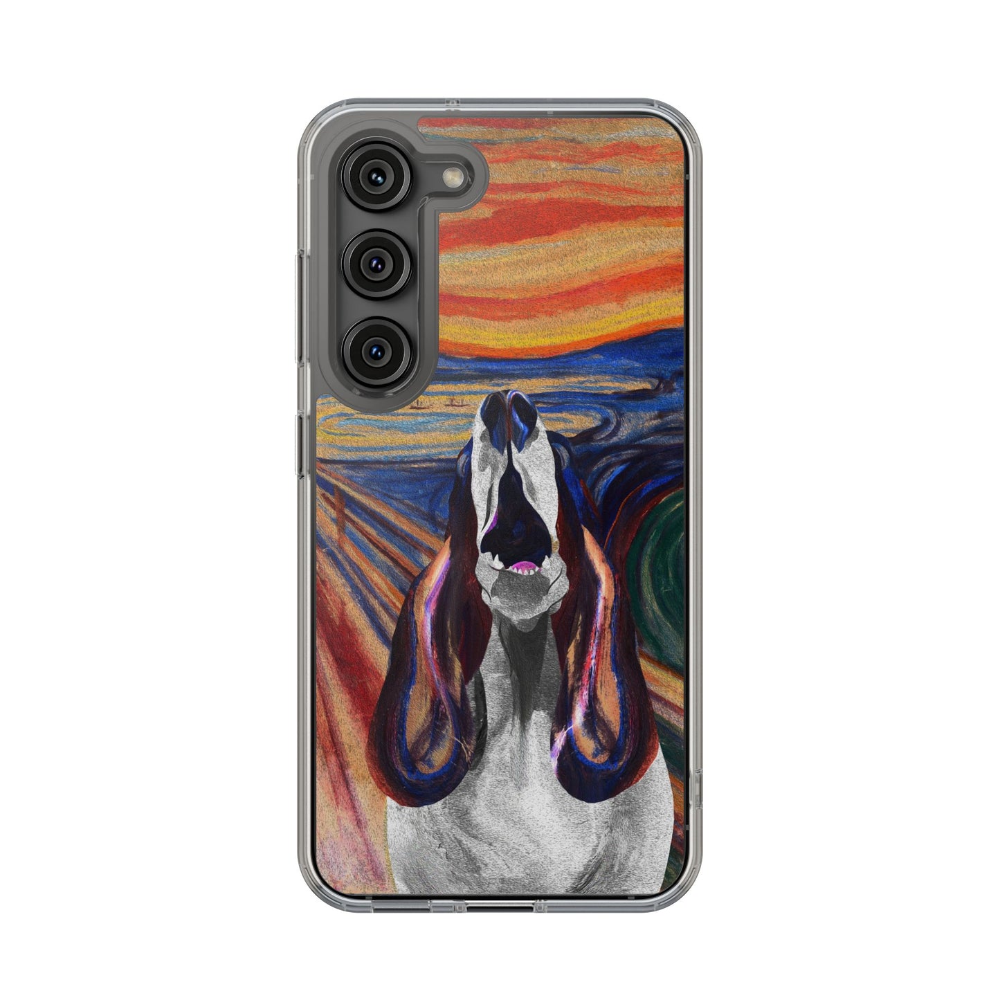 'The Howl' Basset Hound Phone Case - Clear Case featuring Edvard Munch Inspired Design