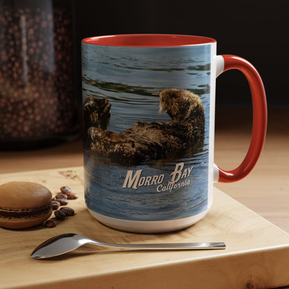 Sea Otter Raft (Morro Bay) Coffee Mug — Cute Sea Otter Accent Ceramic Mug (11/15oz)