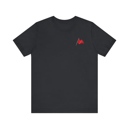 Walking Red Flag (small flag front & bold back design)  - Unisex Jersey Short Sleeve Tee