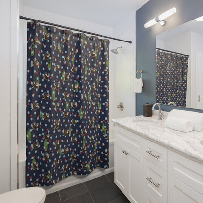 Farting Sea Otter (navy blue water) Shower Curtain – Cute Underwater Sea Otter Bathroom Decor
