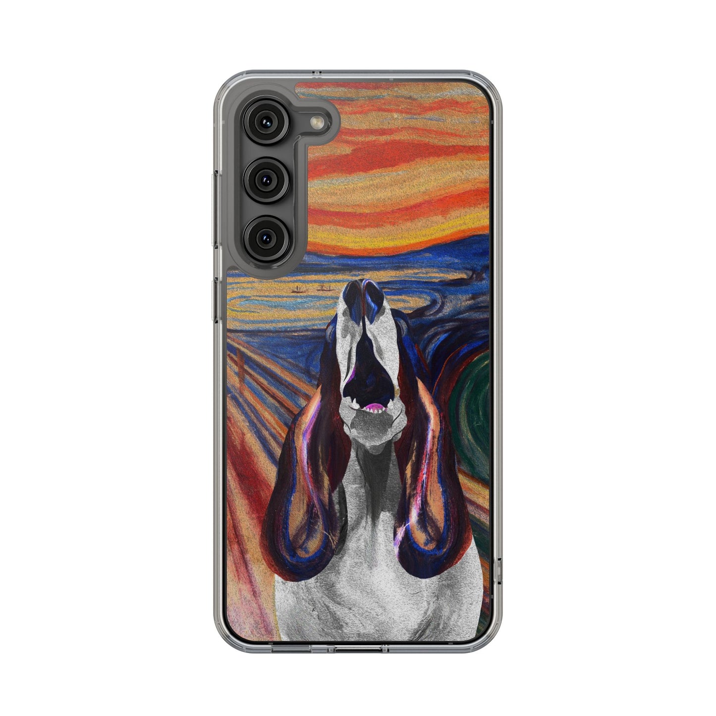 'The Howl' Basset Hound Phone Case - Clear Case featuring Edvard Munch Inspired Design