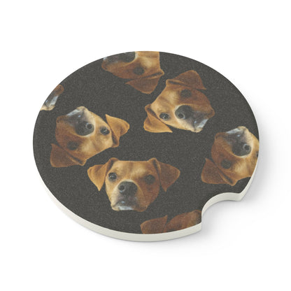 Turzabun Dog Face Soapstone Car Coaster – Cute Puppy Drink Holder for Cup Holder