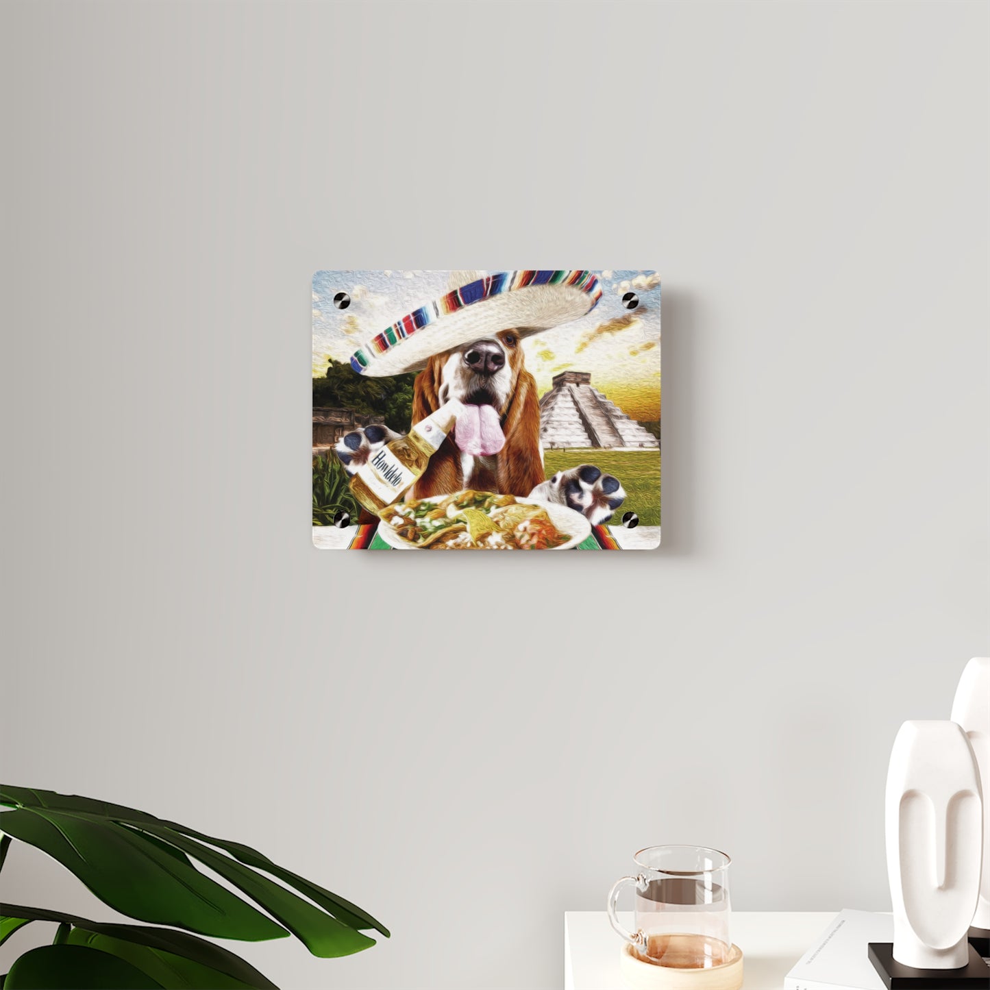 Basset Eating Mexican Food - Acrylic Wall Art Panels