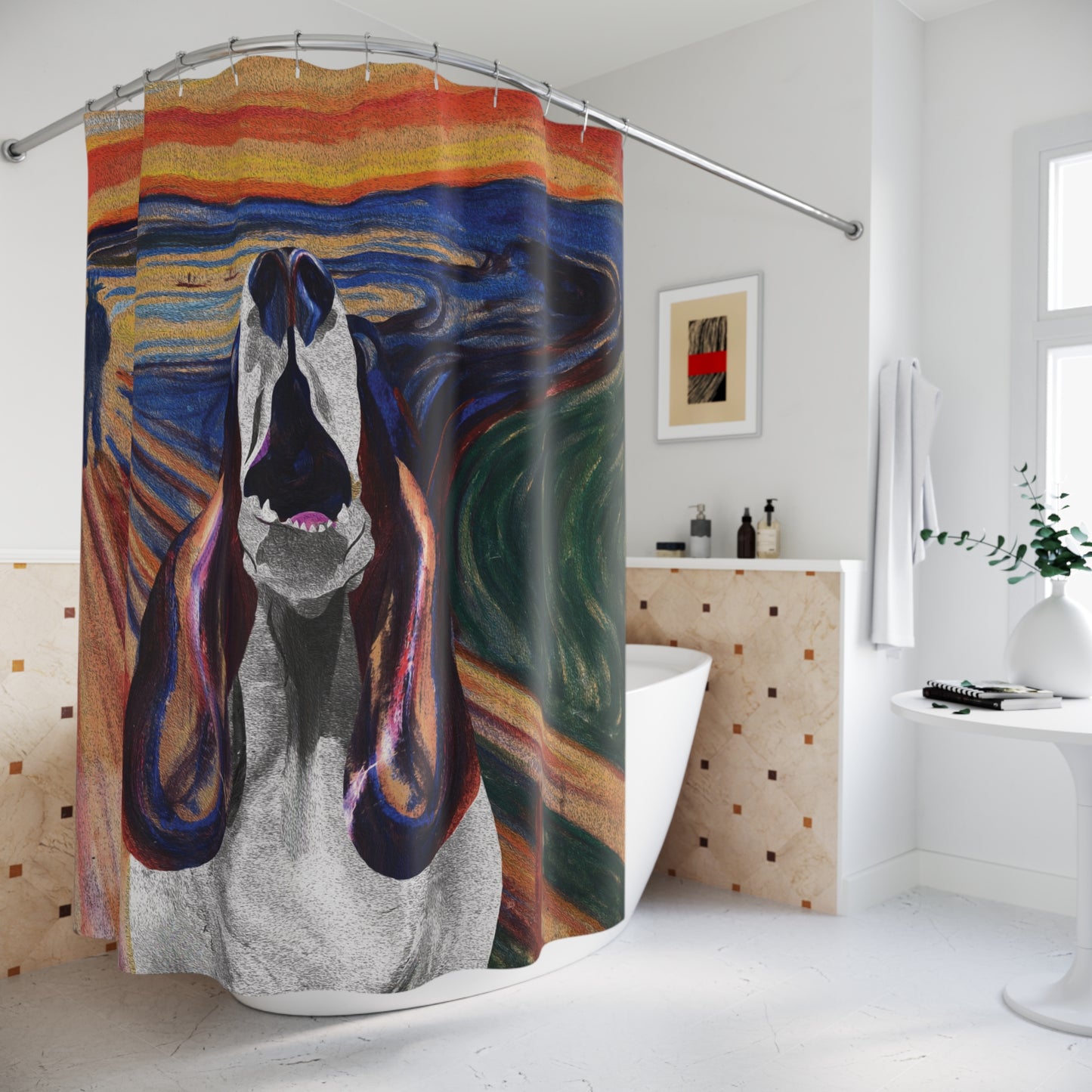 The Howl (The Scream, Basset Hound Parody) - Shower Curtain