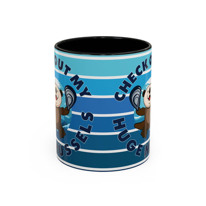 Huge Mussels Happy Sea Otter - Accent Coffee Mug (11, 15oz)