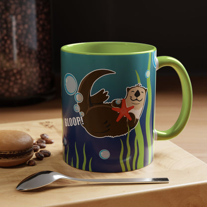 Farting Sea Otter Coffee Mug — Cute 'Bloop!' Sea Otter Accent Ceramic Mug (11/15oz)