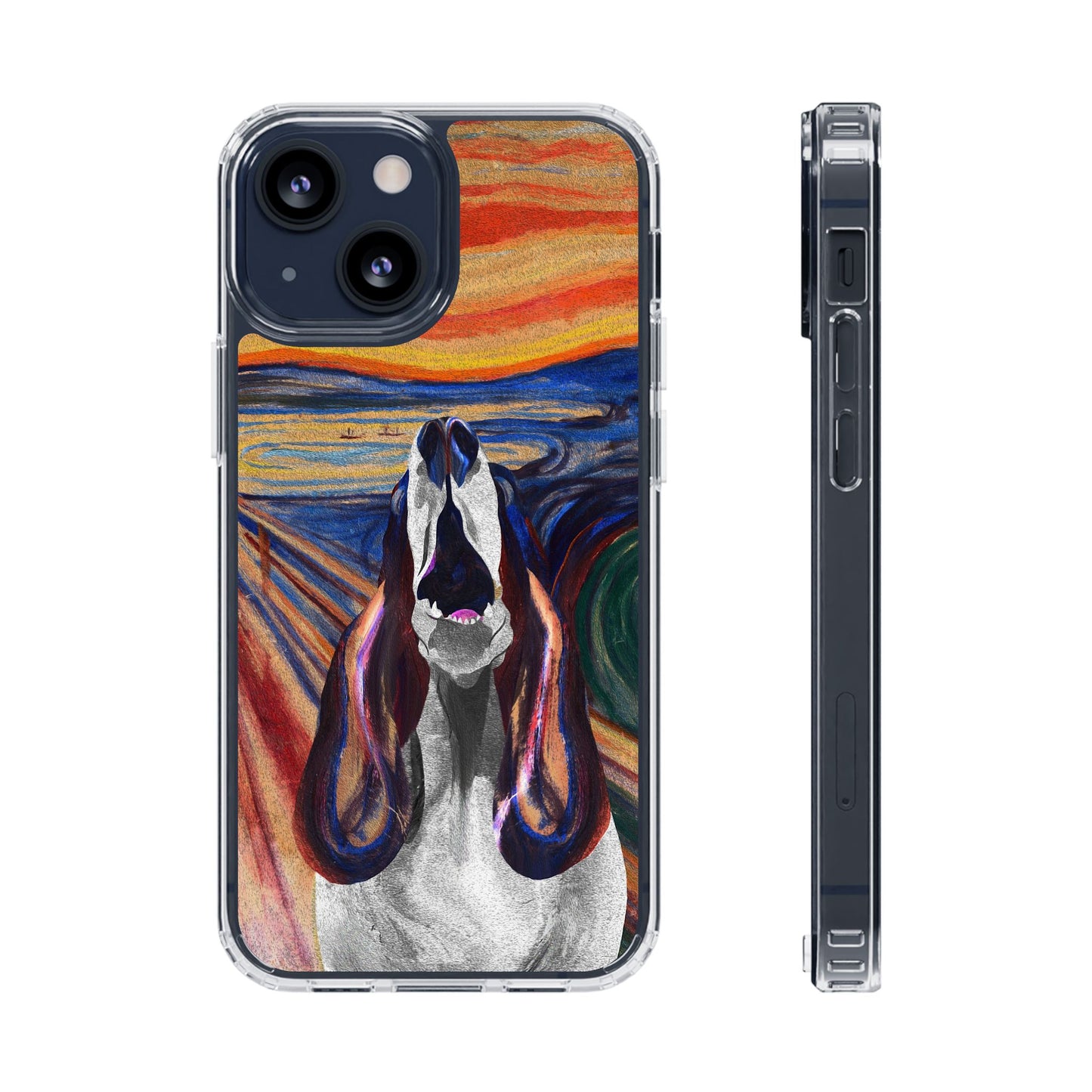 'The Howl' Basset Hound Phone Case - Clear Case featuring Edvard Munch Inspired Design
