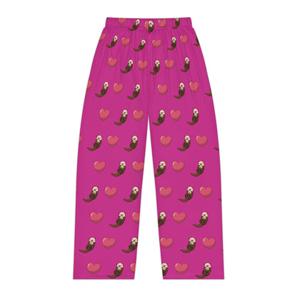 Otters & Hearts (pink) - Women's Pajama Pants (AOP)