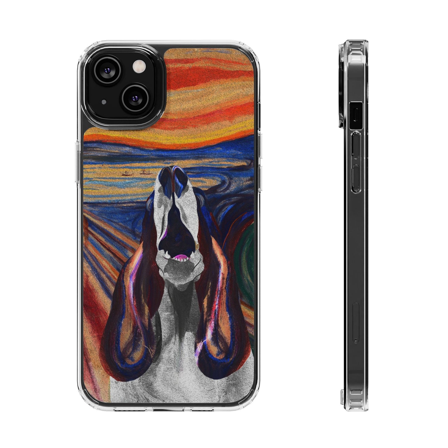 'The Howl' Basset Hound Phone Case - Clear Case featuring Edvard Munch Inspired Design