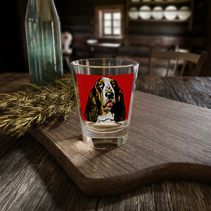 Basset Hound Pop Art (Red) Shot Glass, 1.5oz