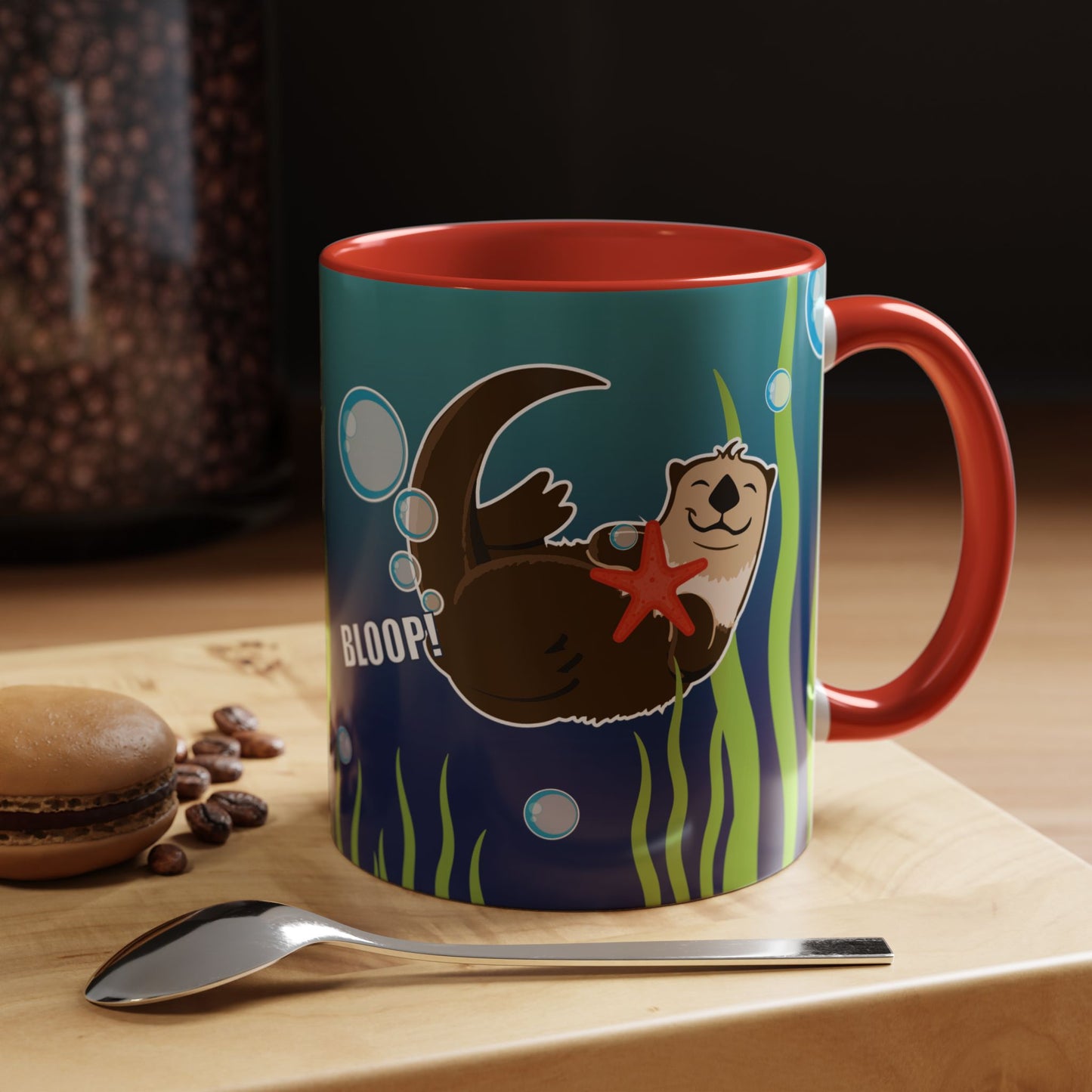 Farting Sea Otter Coffee Mug — Cute 'Bloop!' Sea Otter Accent Ceramic Mug (11/15oz)