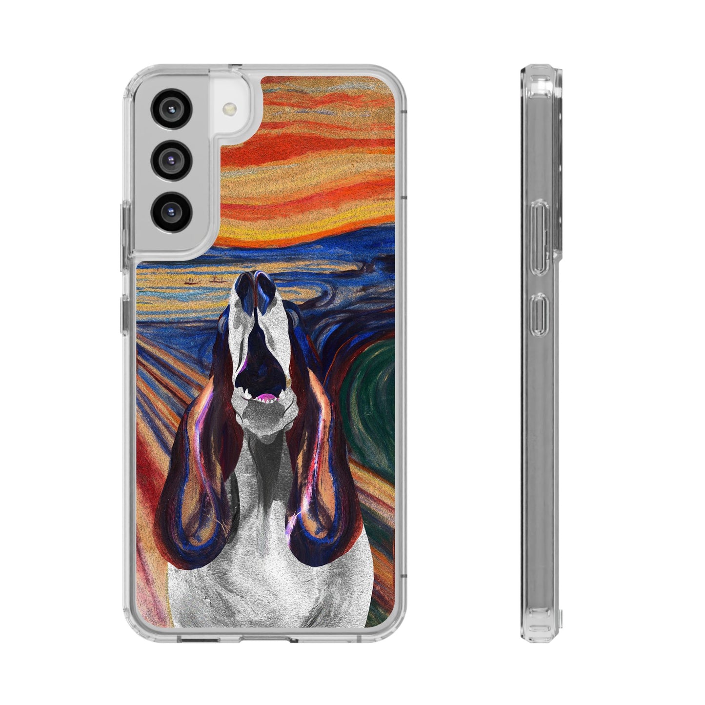 'The Howl' Basset Hound Phone Case - Clear Case featuring Edvard Munch Inspired Design