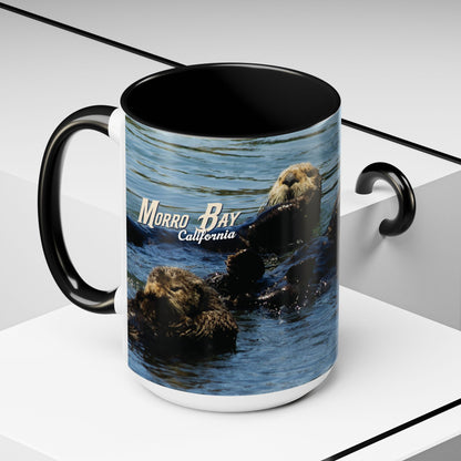 Sea Otter Raft (Morro Bay) Coffee Mug — Cute Sea Otter Accent Ceramic Mug (11/15oz)