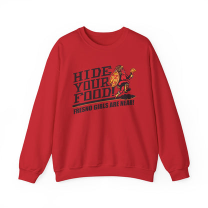 Hide Your Food, Fresno Girls Are Near! (for SDSU fans) - Cozy Unisex Crewneck