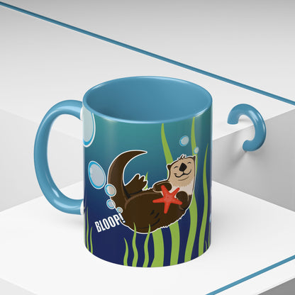 Farting Sea Otter Coffee Mug — Cute 'Bloop!' Sea Otter Accent Ceramic Mug (11/15oz)