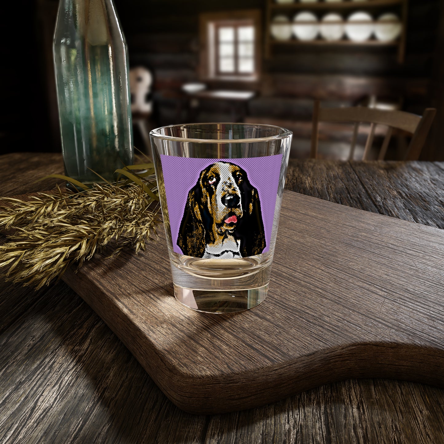 Basset Hound Pop Art (Lavender) Shot Glass, 1.5oz
