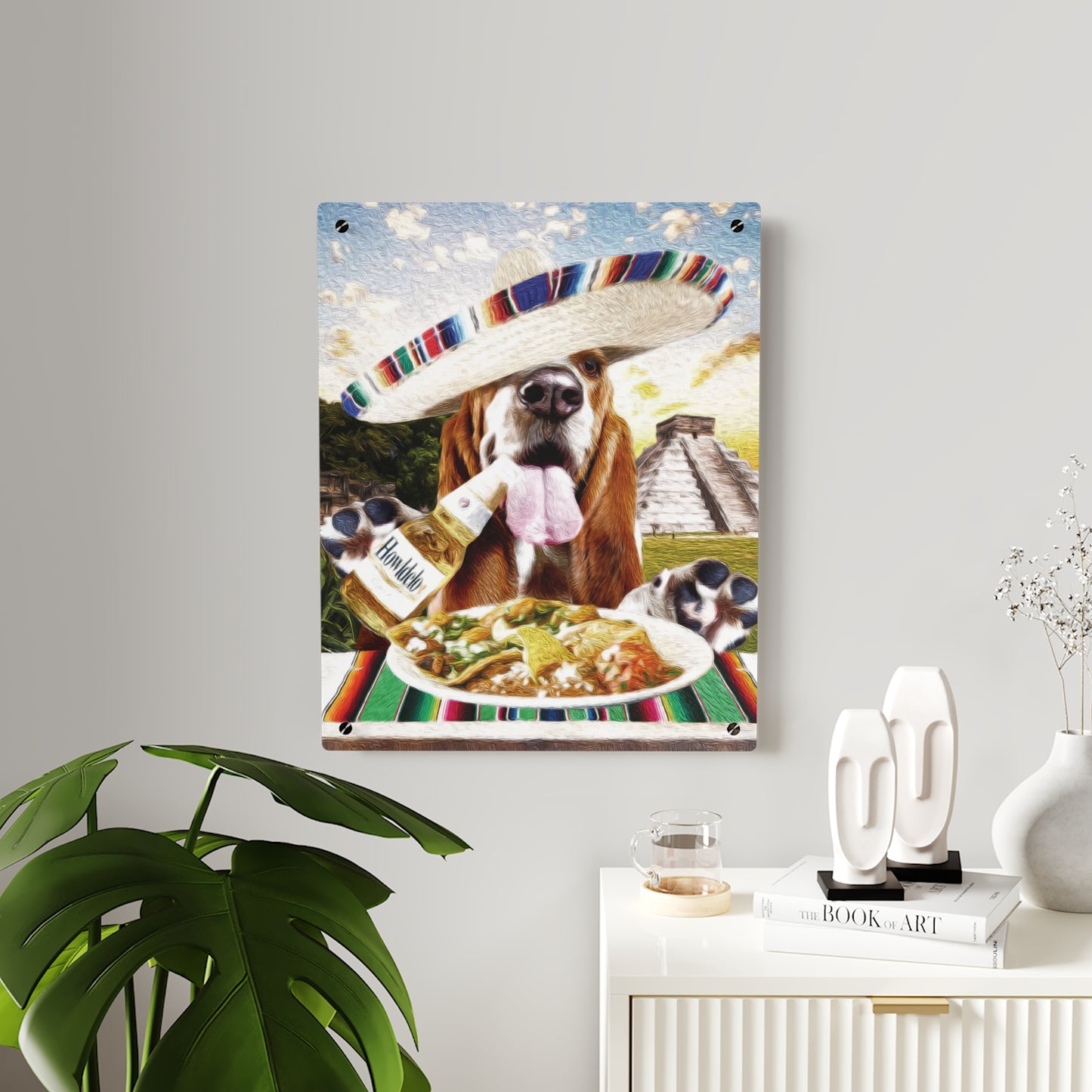 Basset Eating Mexican Food - Acrylic Wall Art Panels