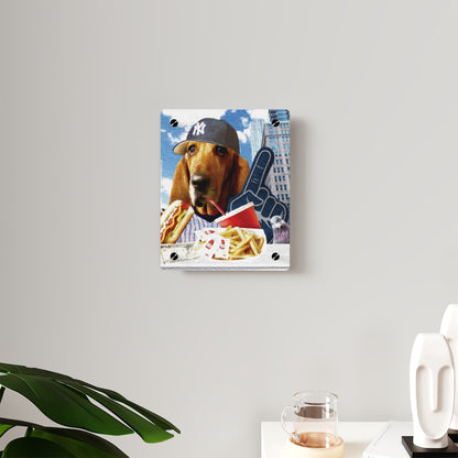 Basset Eating American Fast Food - Acrylic Wall Art Panels