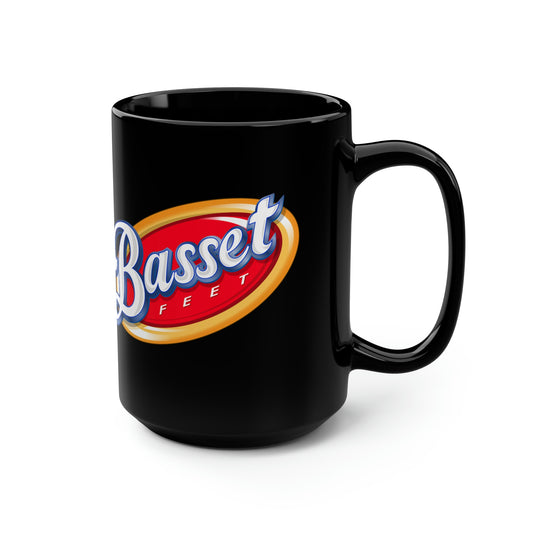 Basset Hound Corn Chips Parody Logo - Black Mug, 15oz