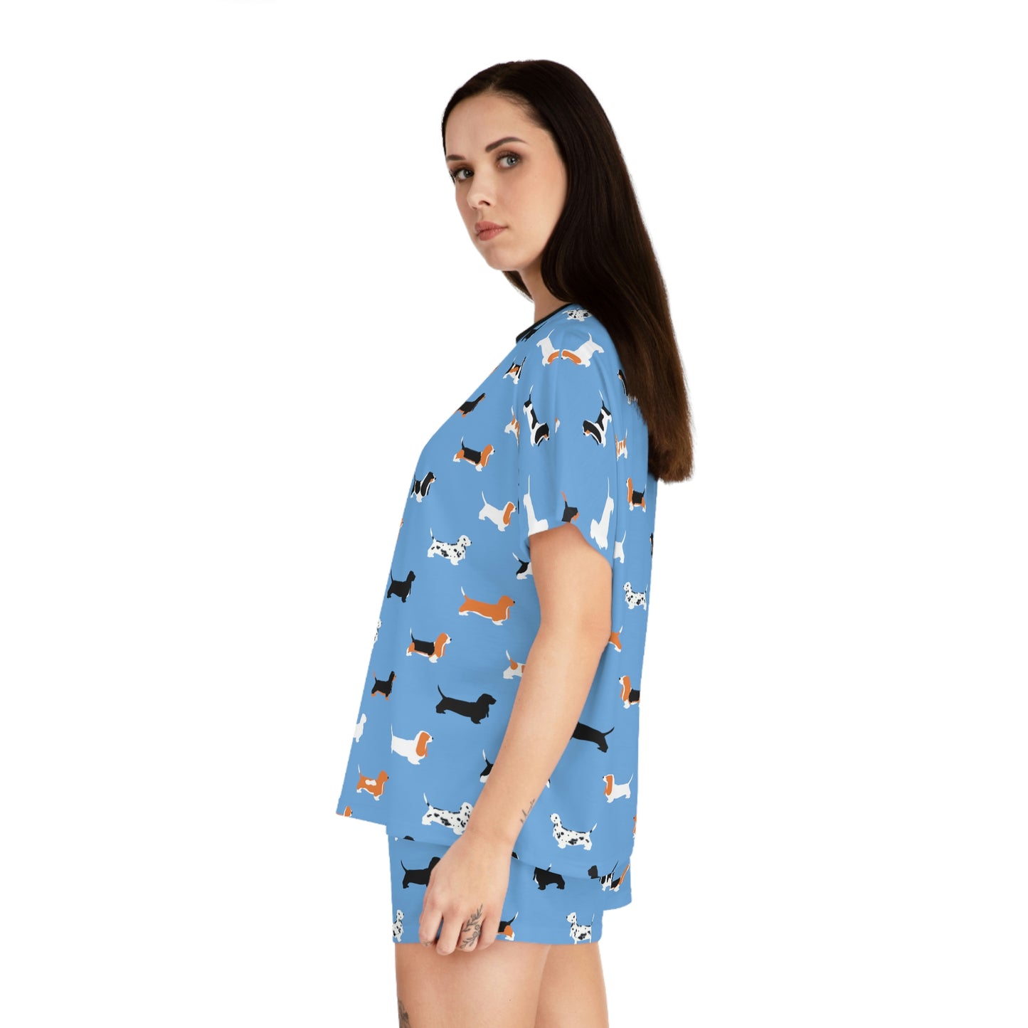 Basset Hound Pattern - Women's Short Pajama Set (AOP)