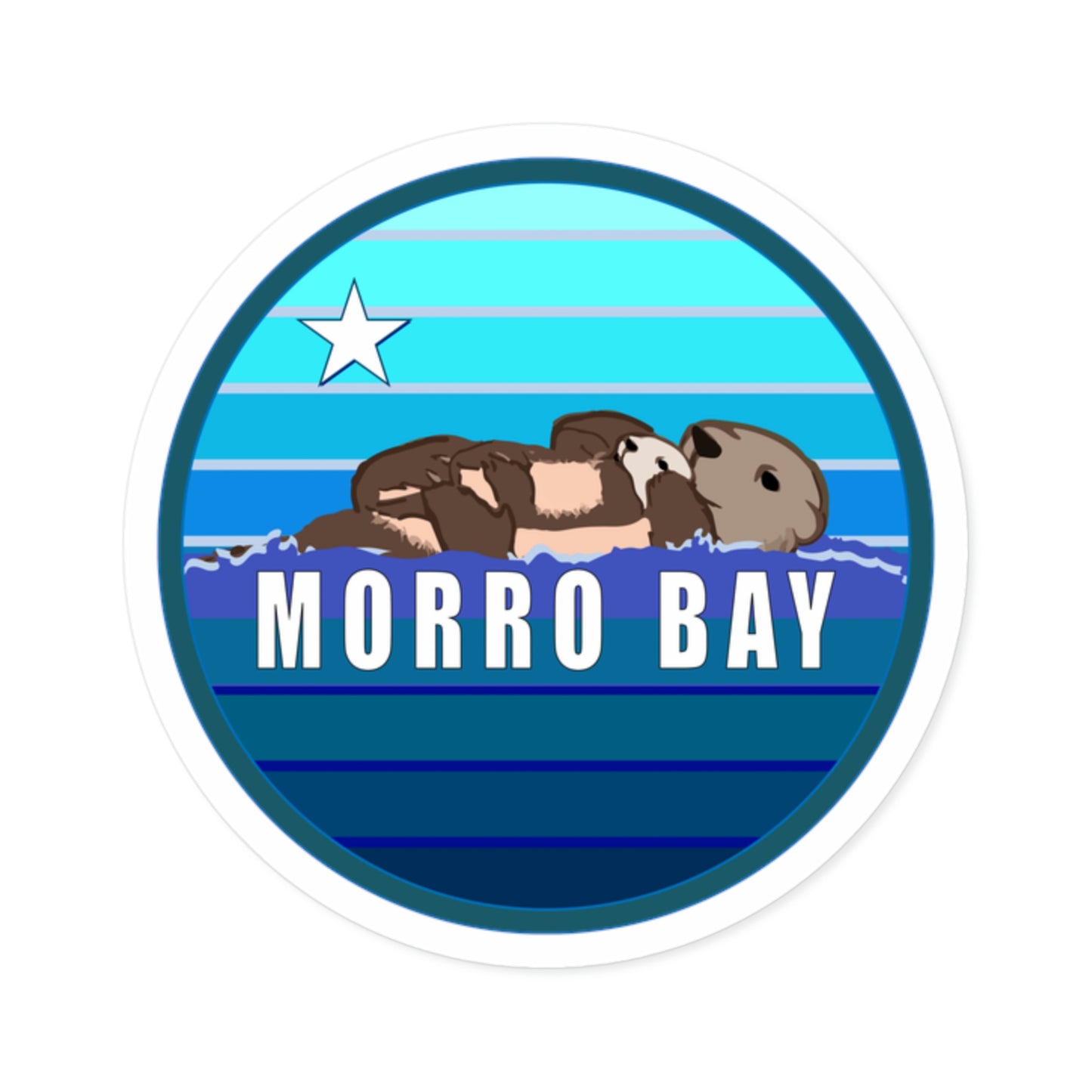 Morro Bay Sea Otters - Round Sticker, Indoor\Outdoor
