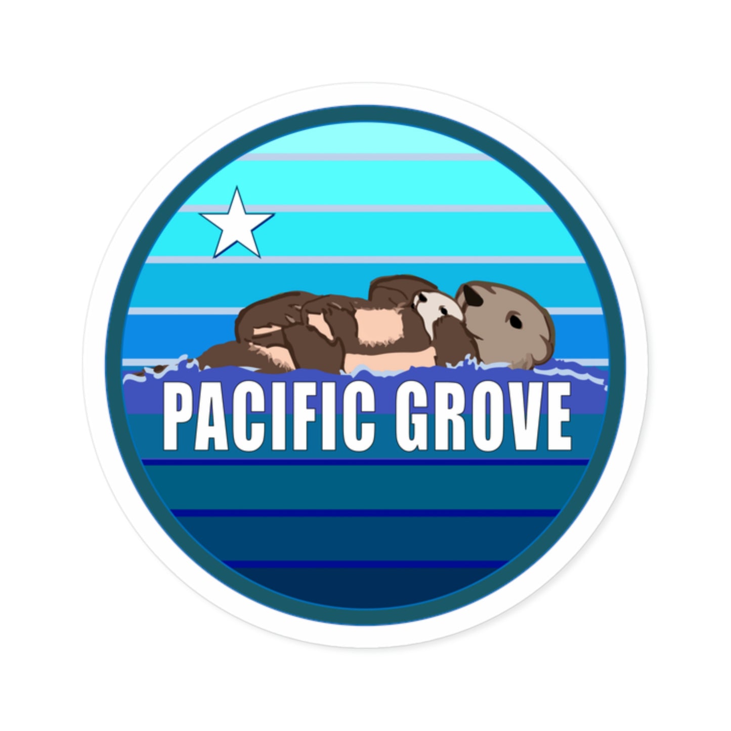 Pacific Grove Sea Otters - Round Sticker, Indoor\Outdoor