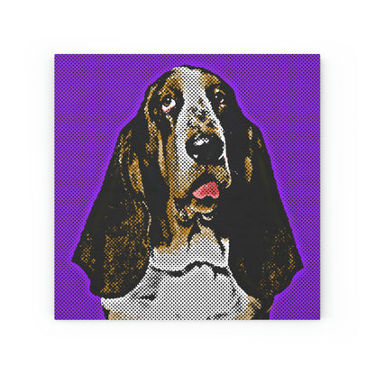 Basset on Purple Background - Wood Canvas