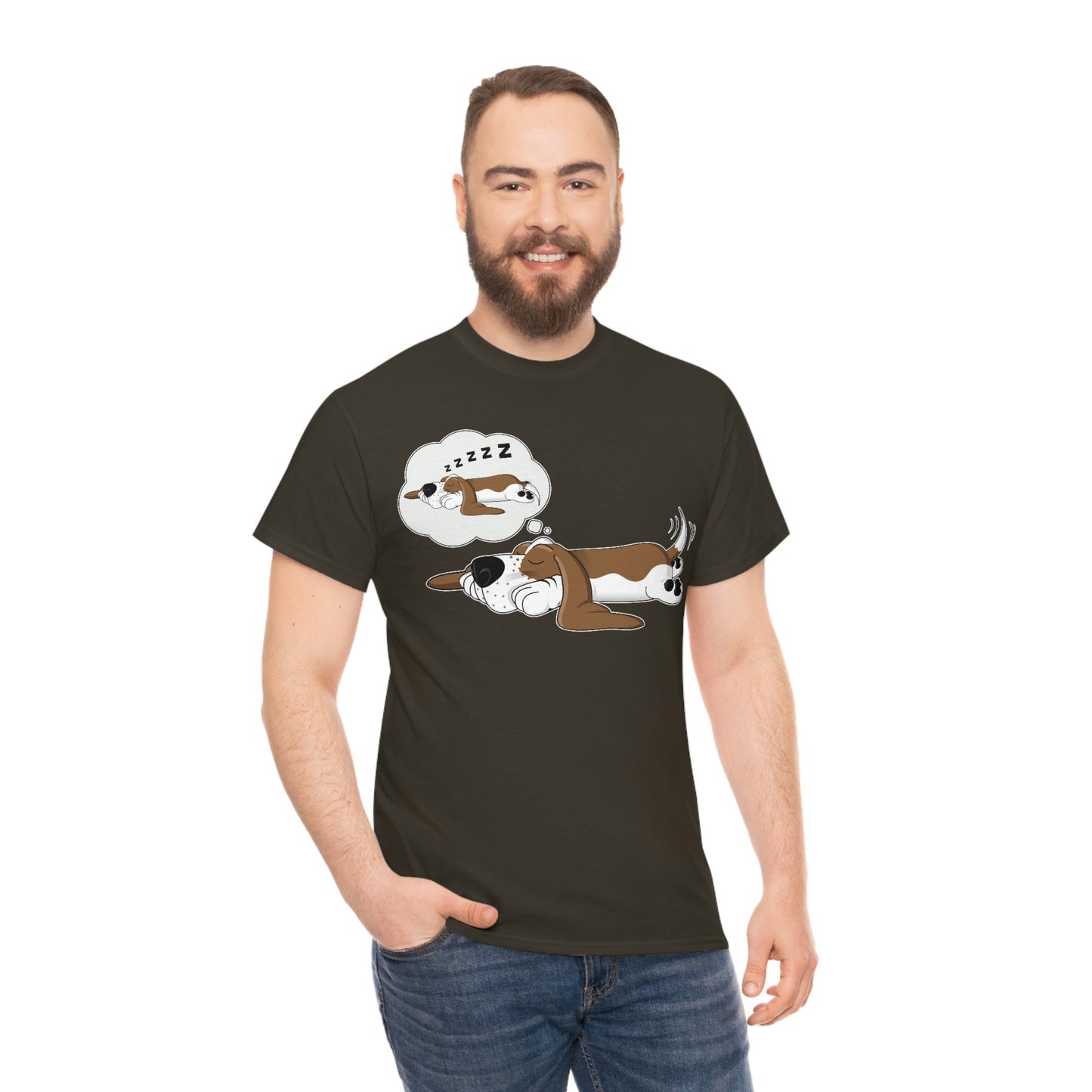 Basset Hound Dreaming of Sleeping - Unisex Heavy Cotton Tee