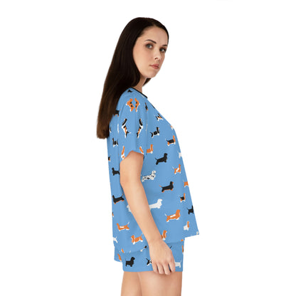 Basset Hound Pattern - Women's Short Pajama Set (AOP)