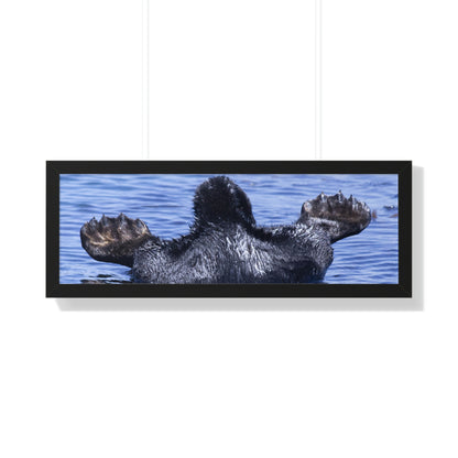 Sea Otter Butt - Sea otter diving for food - Framed Horizontal Poster