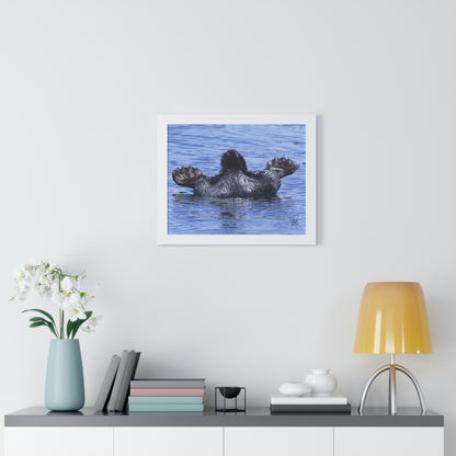 Sea Otter Butt - Sea otter diving for food - Framed Horizontal Poster