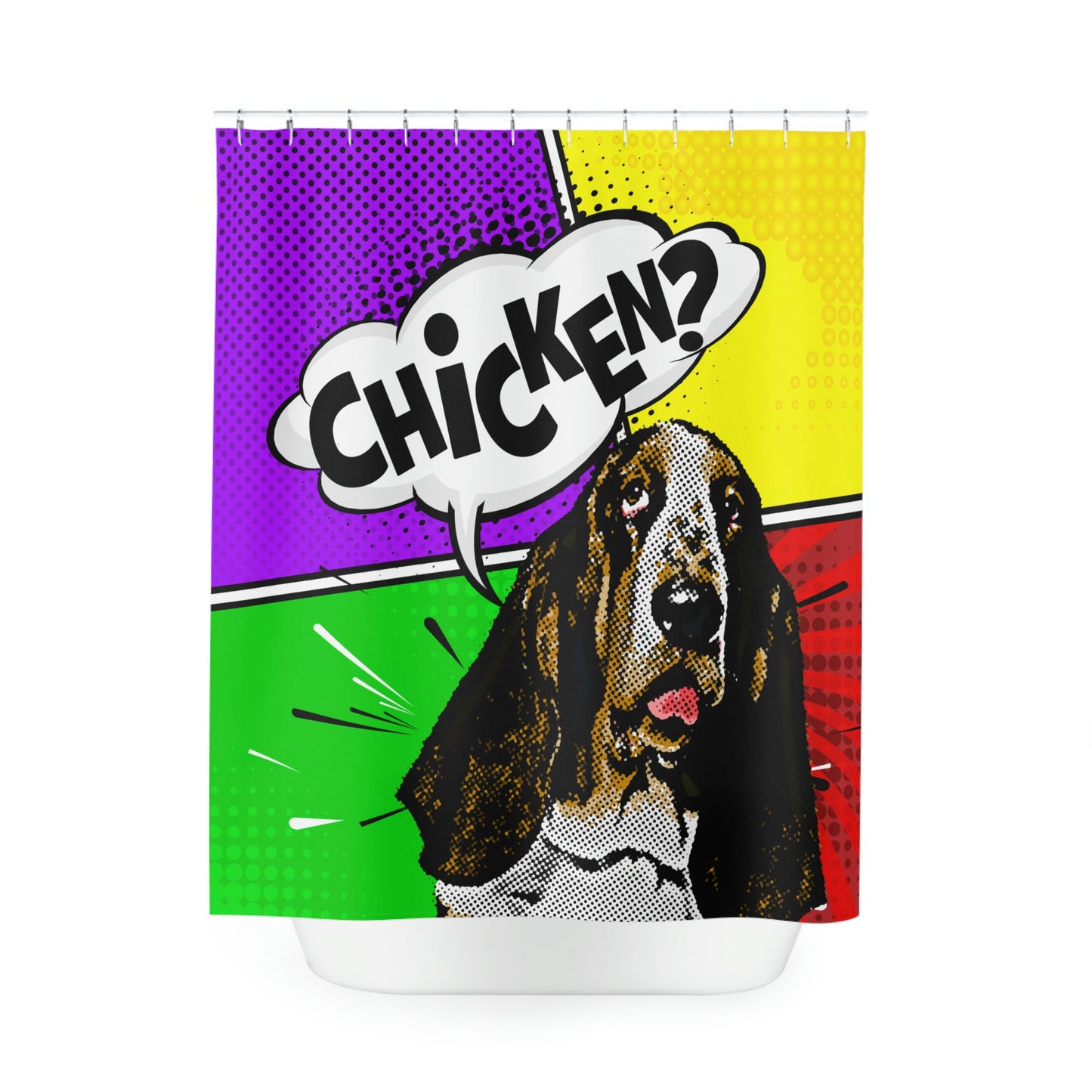 Chicken? Basset Pop Art - Polyester Shower Curtain
