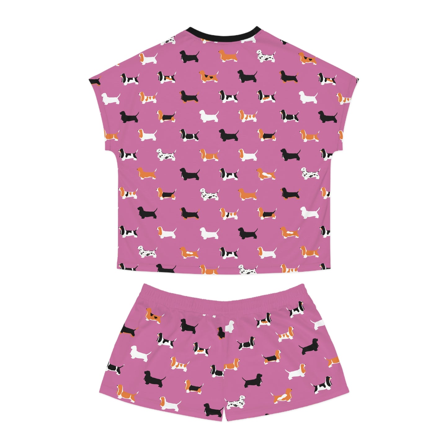 Basset Hound Pattern (in Pink) - Women's Short Pajama Set (AOP)