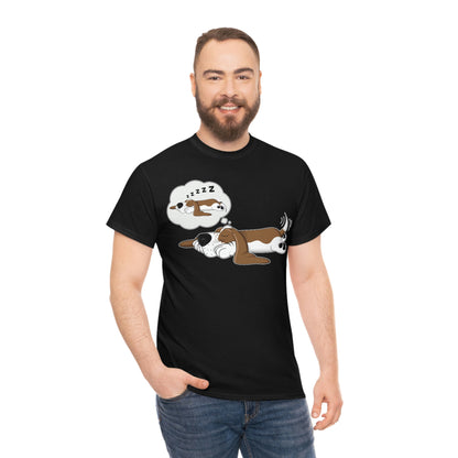 Basset Hound Dreaming of Sleeping - Unisex Heavy Cotton Tee