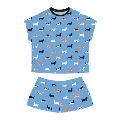 Basset Hound Pattern - Women's Short Pajama Set (AOP)