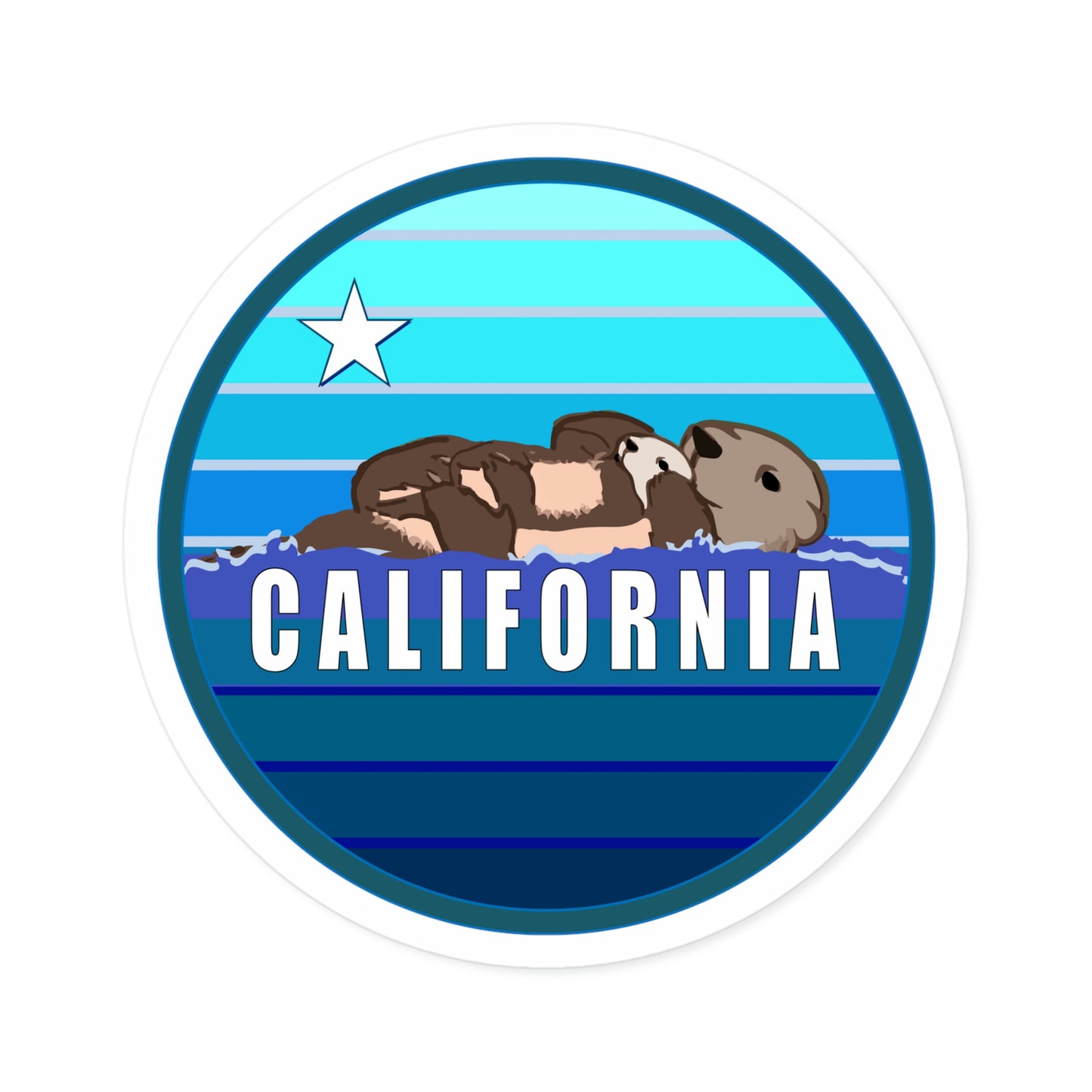California Sea Otters - Round Sticker, Indoor\Outdoor