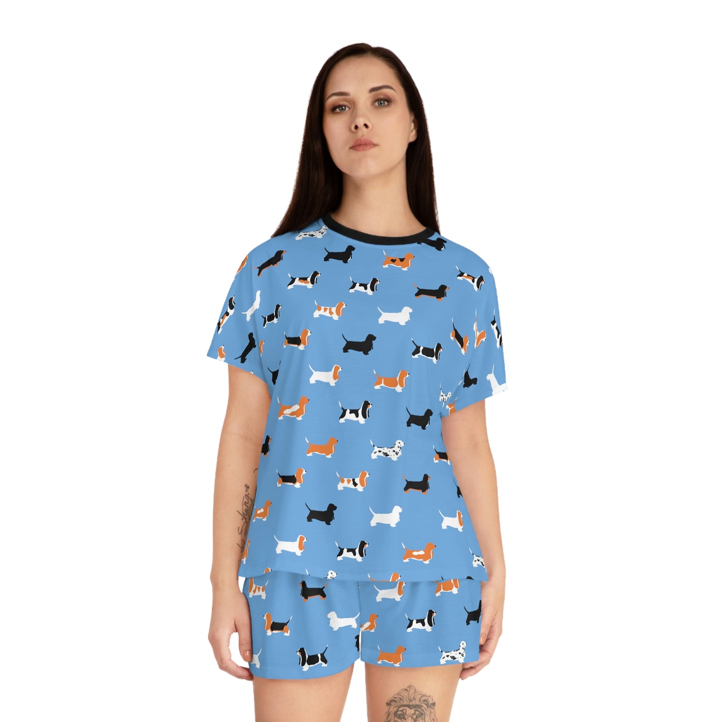 Basset Hound Pattern - Women's Short Pajama Set (AOP)