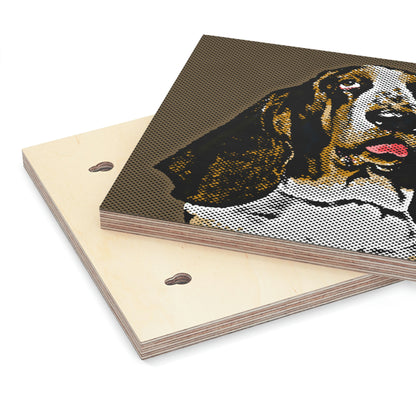 Basset on Brown Background - Wood Canvas